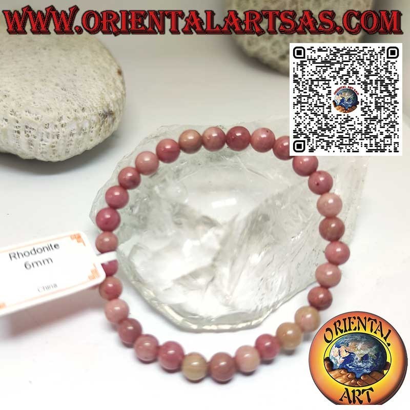Natural Rhodonite 6mm Elastic Bead Bracelet