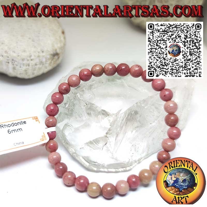 Bracelet Perles Rhodonite Naturelle 6mm Élastique