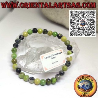 Natural chrysoprase bracelet with 6 mm spheres. Ø, elastic cord