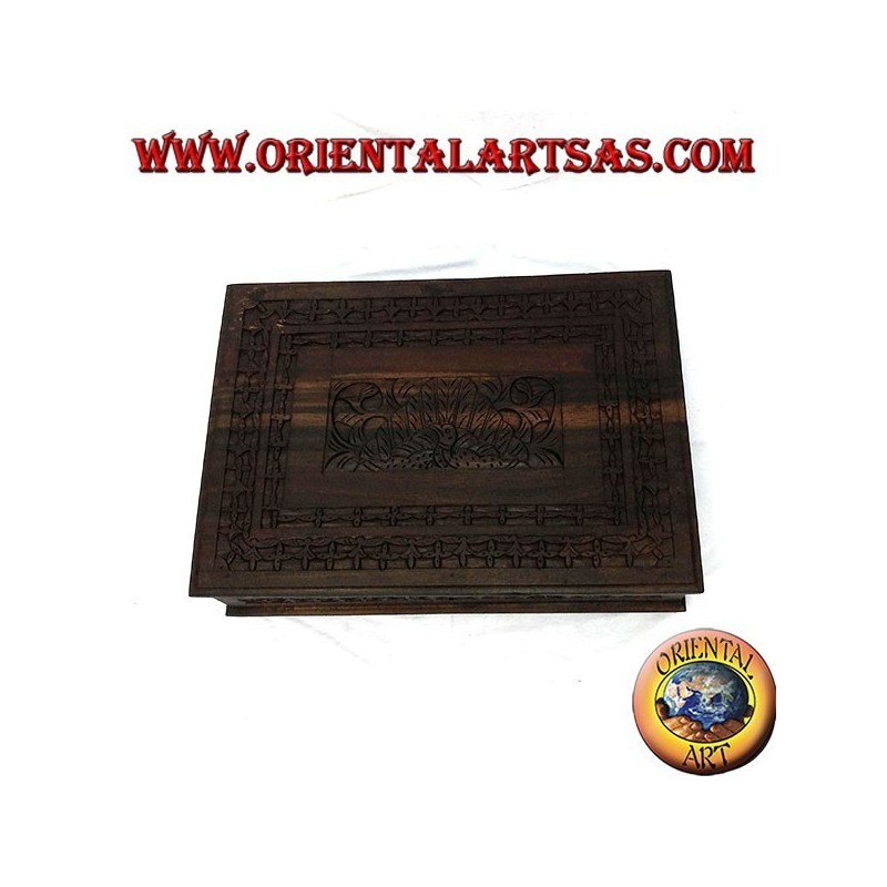 Wooden jewel box with wooden shelves (Indonesian ebony) inlaid