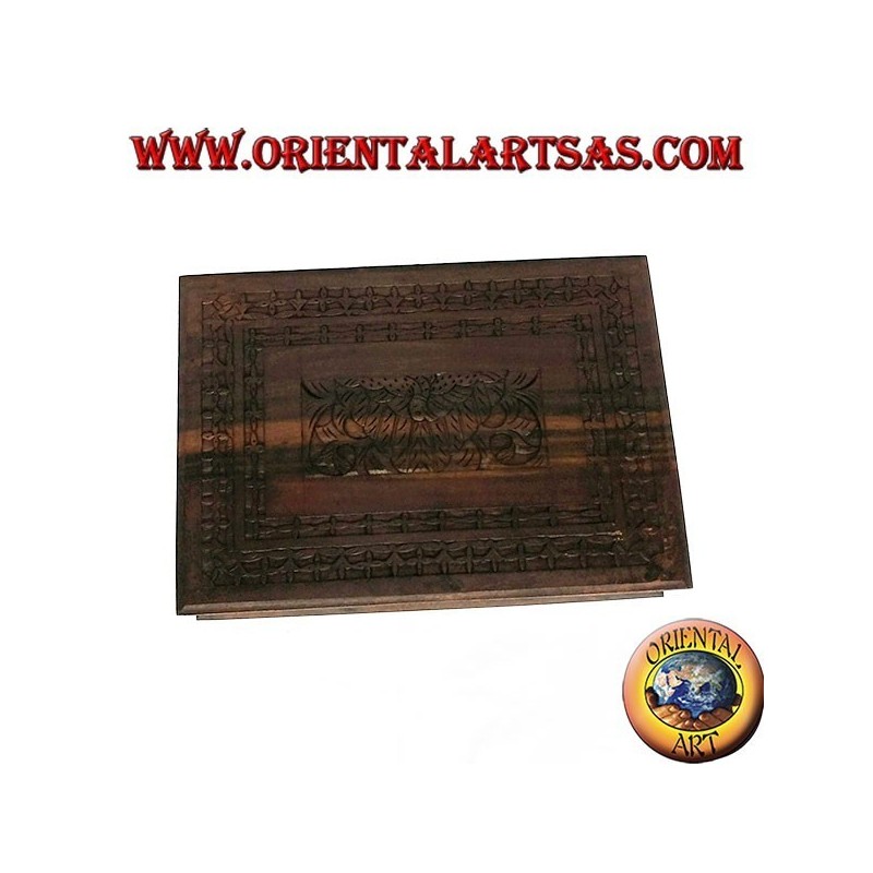 Wooden jewel box with wooden shelves (Indonesian ebony) inlaid