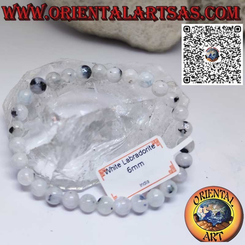Bracelet Labradorite Blanche Naturelle 6mm Élastique
