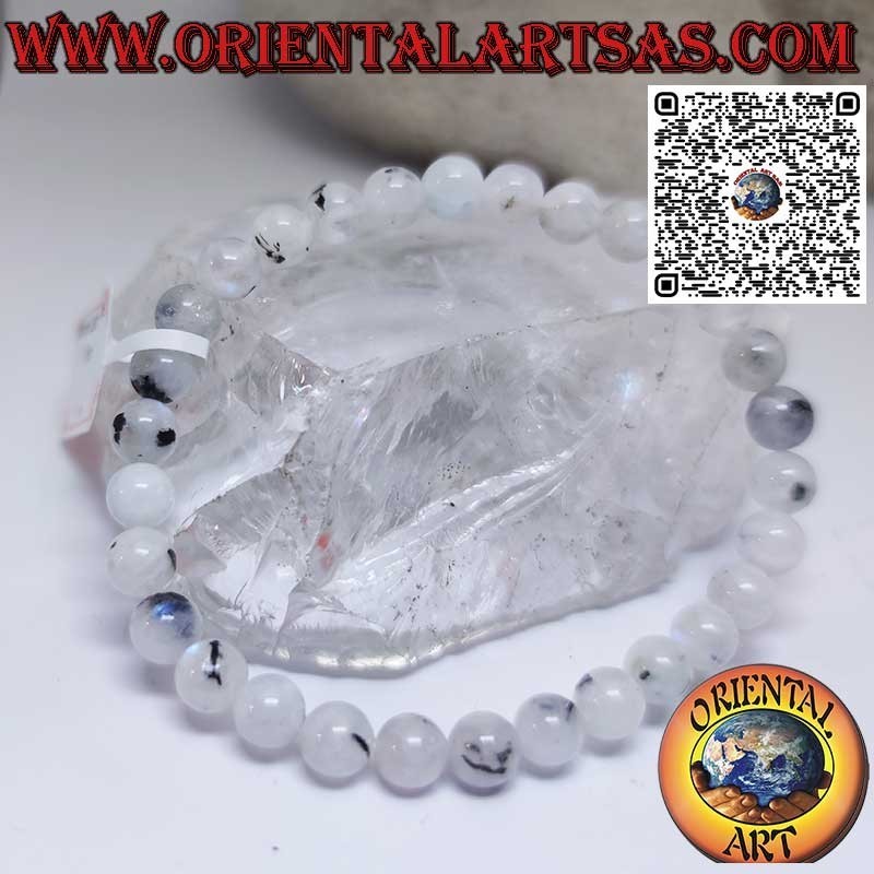 Natural White Labradorite Bracelet | 6mm Elastic Beads