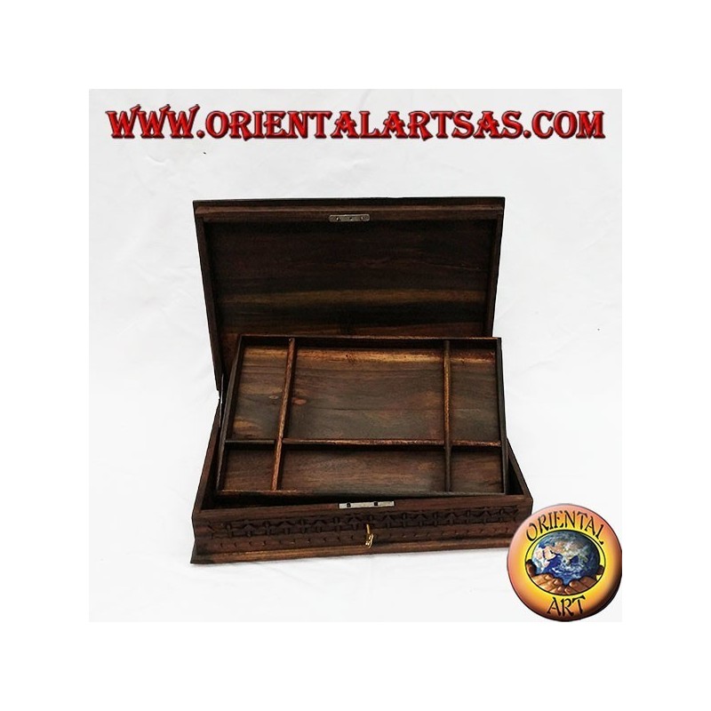 caja de joyas con incrustaciones de madera Sonokeling estantería (ébano de Indonesia)