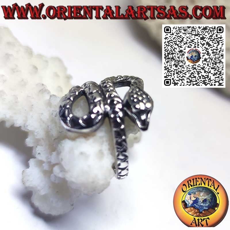 Bague cobra enveloppante et sinueuse en argent massif 925 ‰