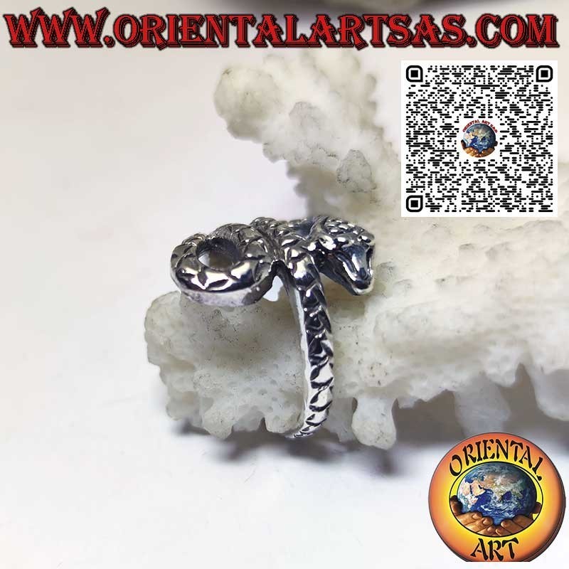 Bague cobra enveloppante et sinueuse en argent massif 925 ‰