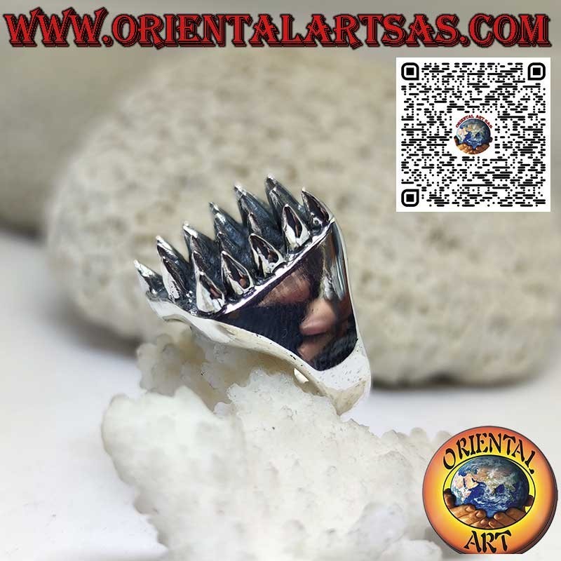 Anillo cuadrado de plata 925 ‰ con 23 púas en forma de cono