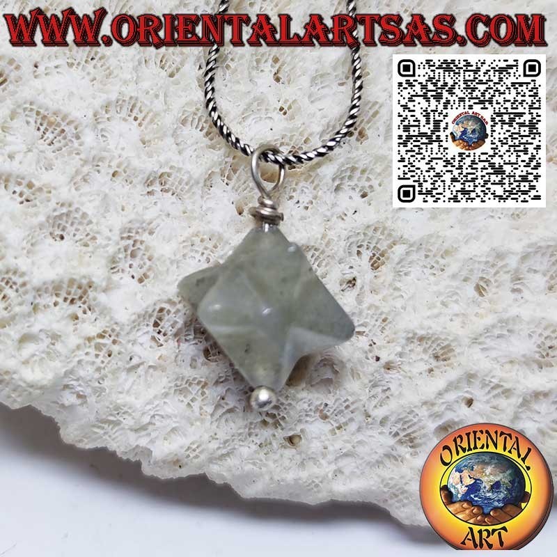 Pendentif Merkaba Mer-Ka-Ba en labradorite naturelle avec crochet