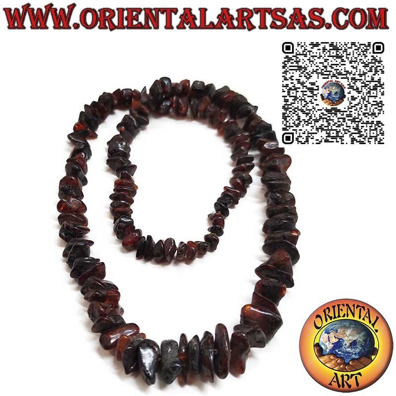 Collana Lunga Ambra Baltico Naturale Scura Irregolare