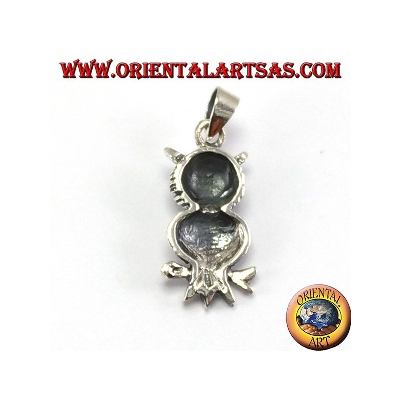 Pendentif argent, hibou sur la branche