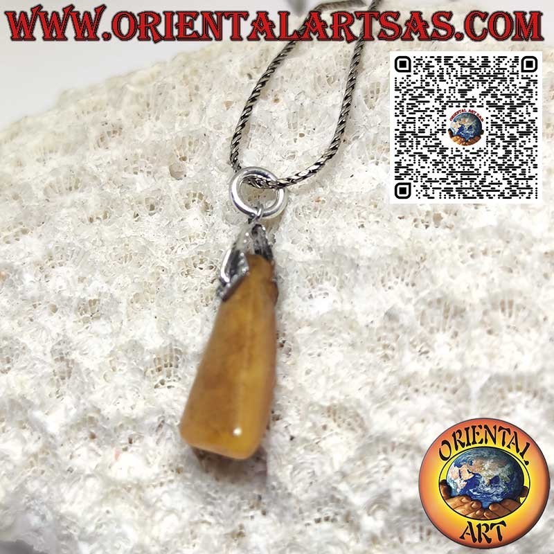 Natural Tumbled Baltic Amber Pendant 925 Silver | Oriental Art