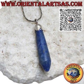 Pendant with pointed natural lapis lazuli and silver cap
