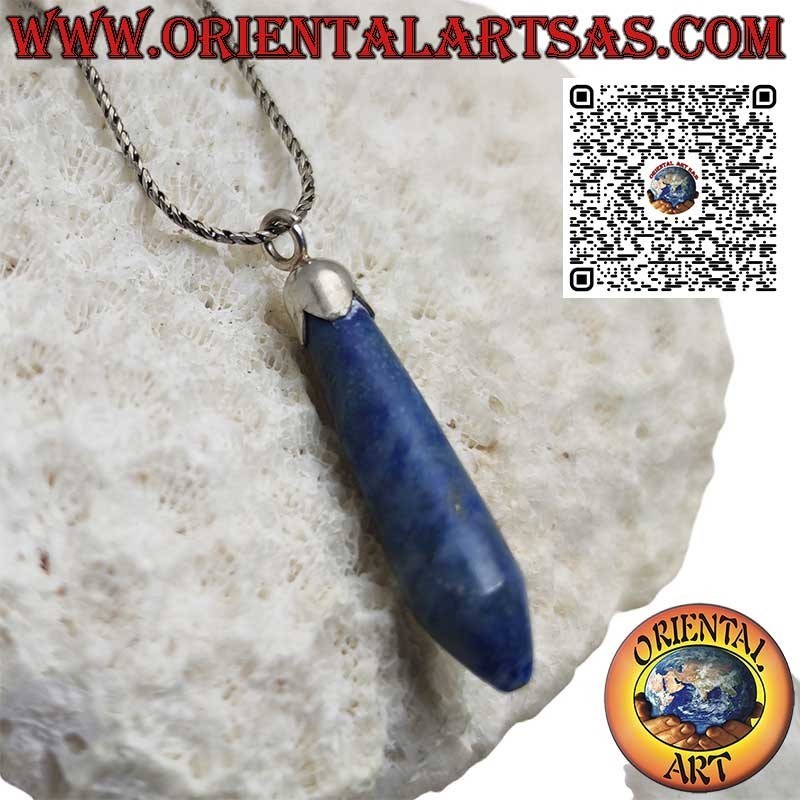 Anhänger mit spitzem natürlichem Lapislazuli und silberner Kappe
