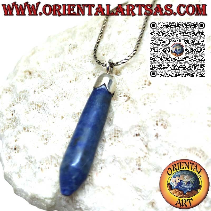 Anhänger mit spitzem natürlichem Lapislazuli und silberner Kappe