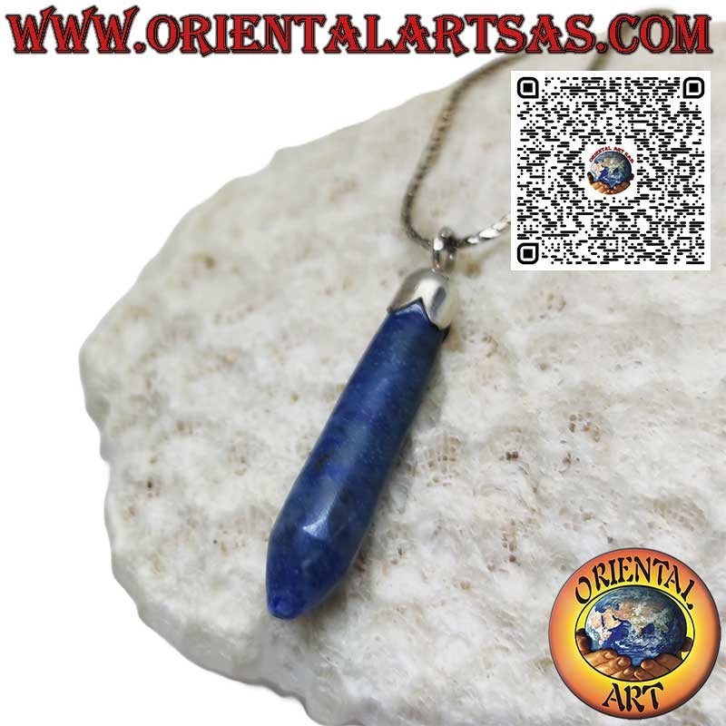 Anhänger mit spitzem natürlichem Lapislazuli und silberner Kappe