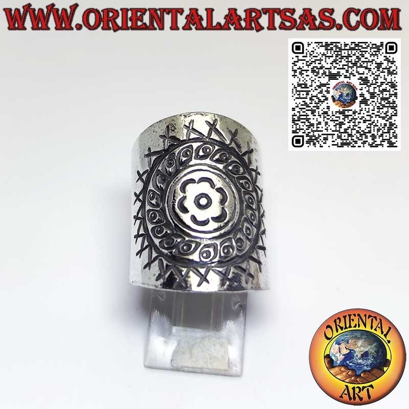 Wide Band Silver 999 Karen Ring | Ethnic Chiselled Jewellery