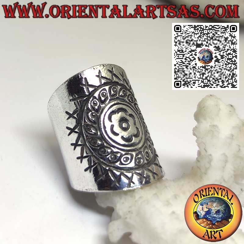 Wide Band Silver 999 Karen Ring | Ethnic Chiselled Jewellery