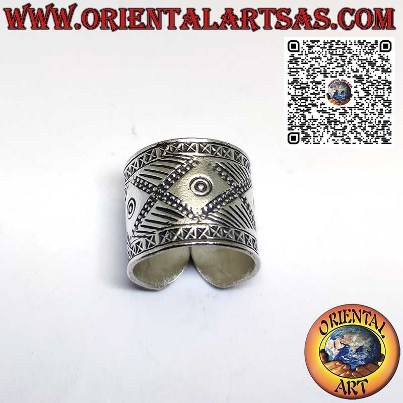 Silberring, 19 mm Band. mit Gravuren handgefertigt Karen