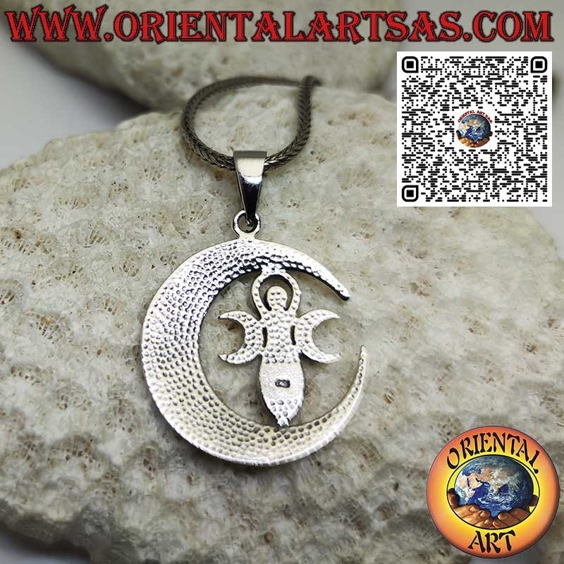 Colgante de plata la diosa Wicca de la madre tierra en la luna celta