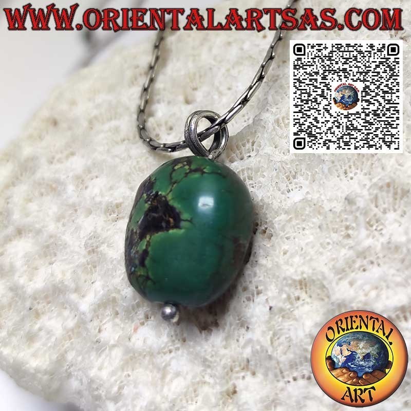 Antique Tibetan turquoise pendant with silver hook