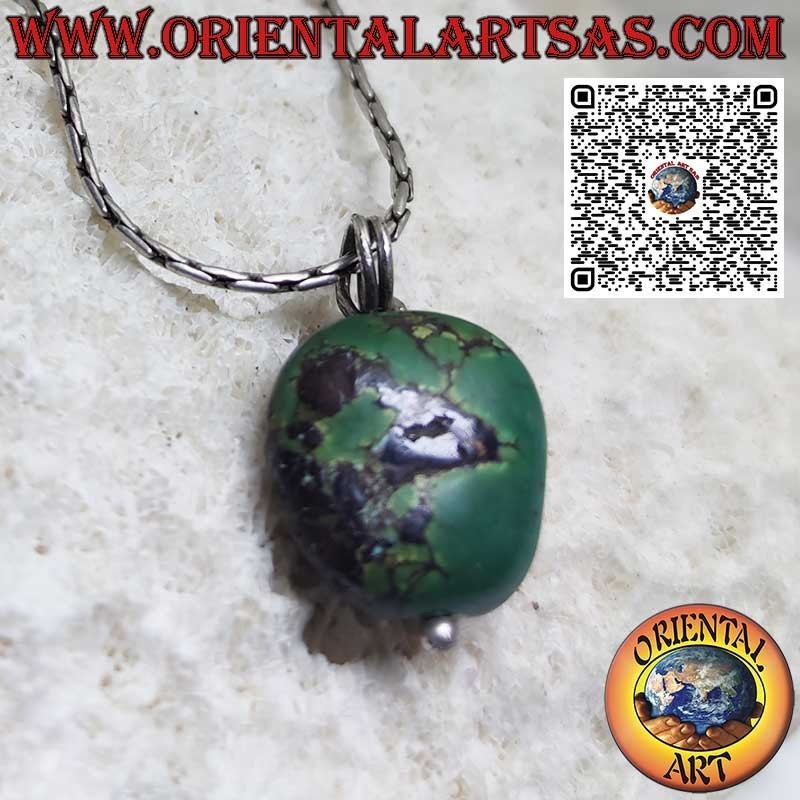 Antique Tibetan turquoise pendant with silver hook