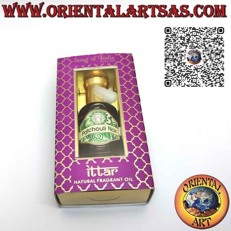 Patchouli noir Ayurvedic essential oil perfume in glass bottle