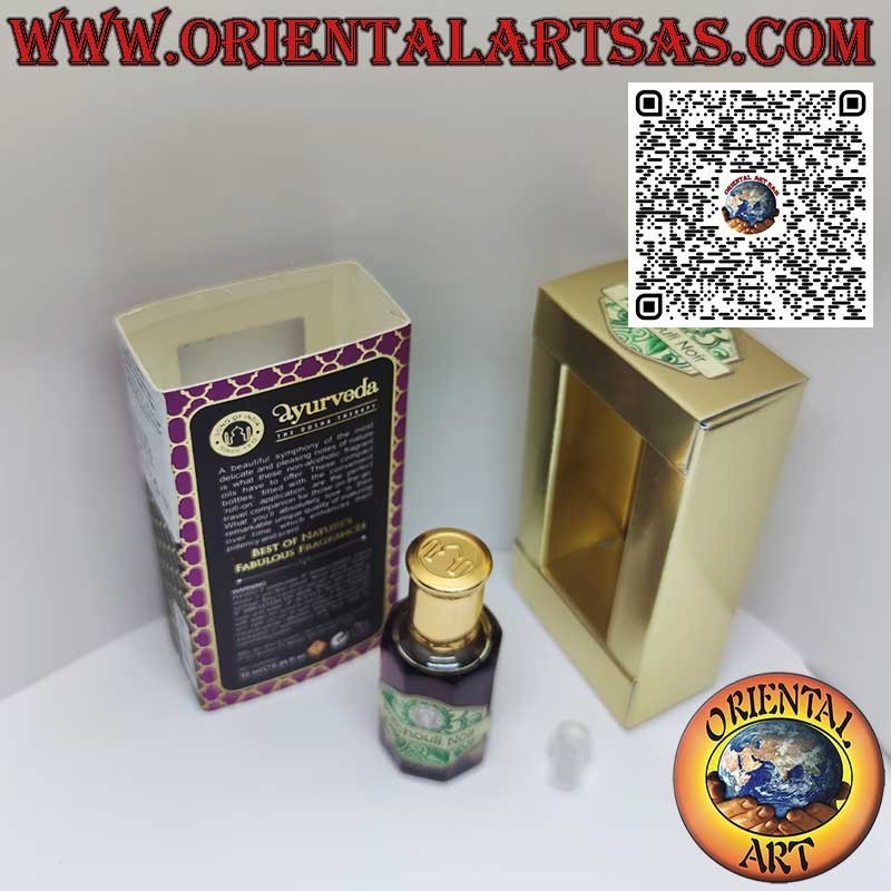 Patchouli noir profumo olio essenziali Ayurvedici in boccetta di vetro