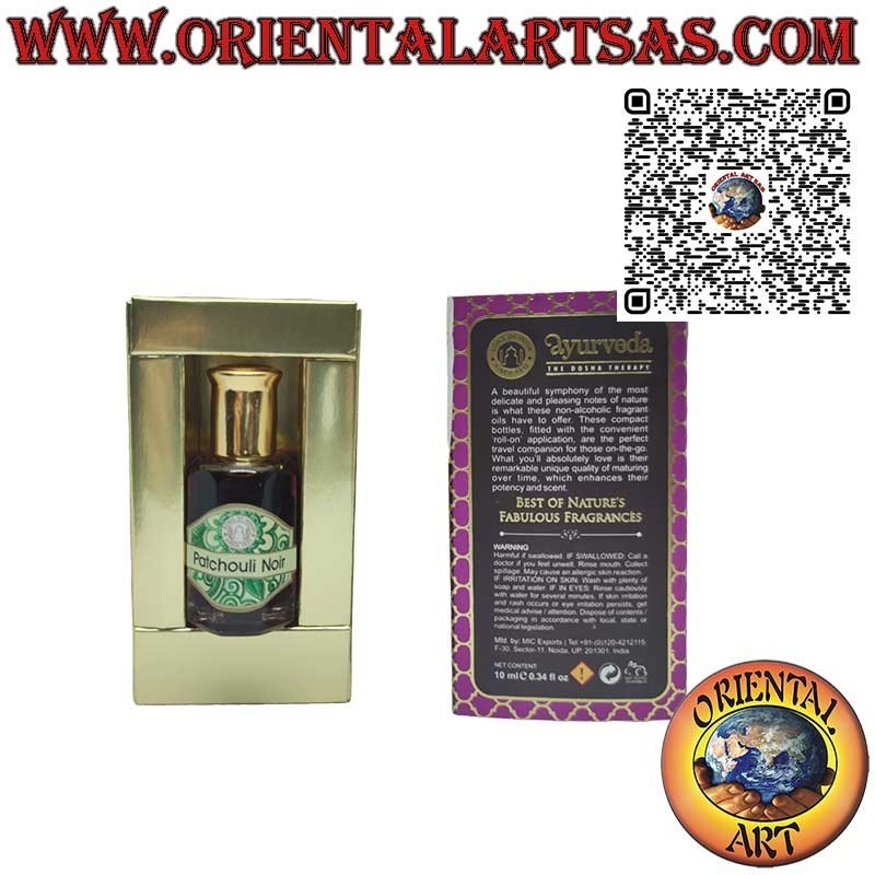 Patchouli noir profumo olio essenziali Ayurvedici in boccetta di vetro