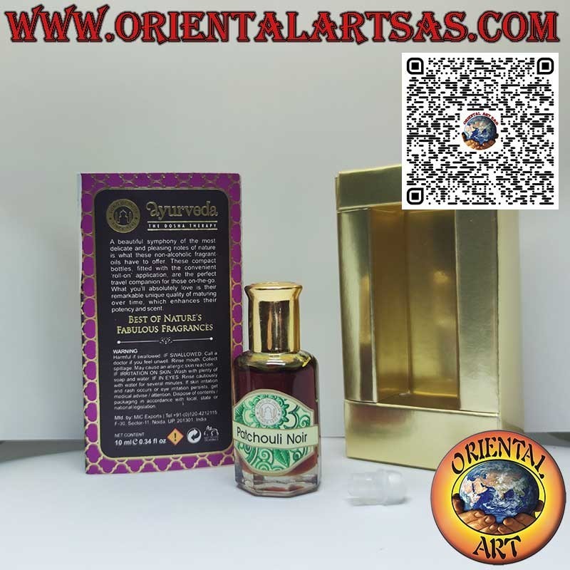 Patchouli noir profumo olio essenziali Ayurvedici in boccetta di vetro