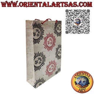 Bolso con asas de papel Lokta impreso y hecho a mano en Nepal
