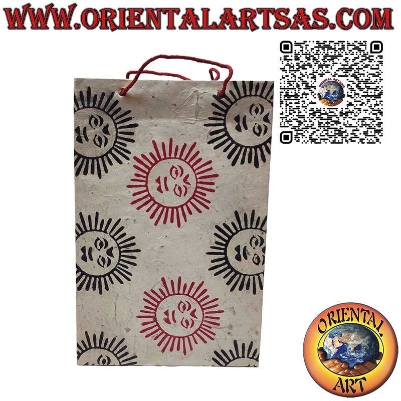 Bolso con asas de papel Lokta impreso y hecho a mano en Nepal