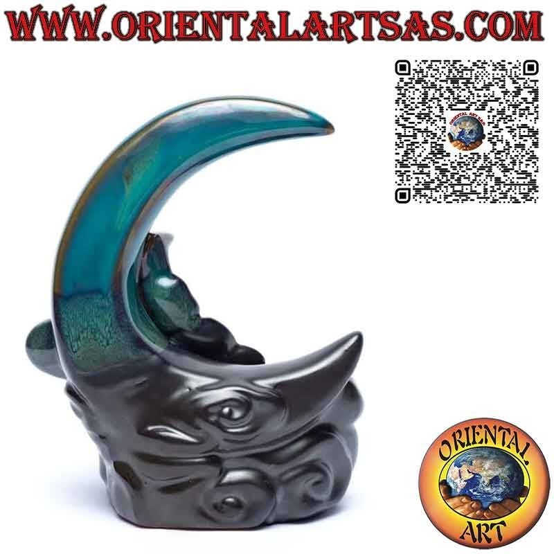 Smoke Waterfall Cone Incense Burner, Ceramic Moon