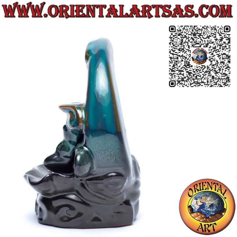 Bruciatore per incensi cono effetto cascata di fumo, luna in ceramica