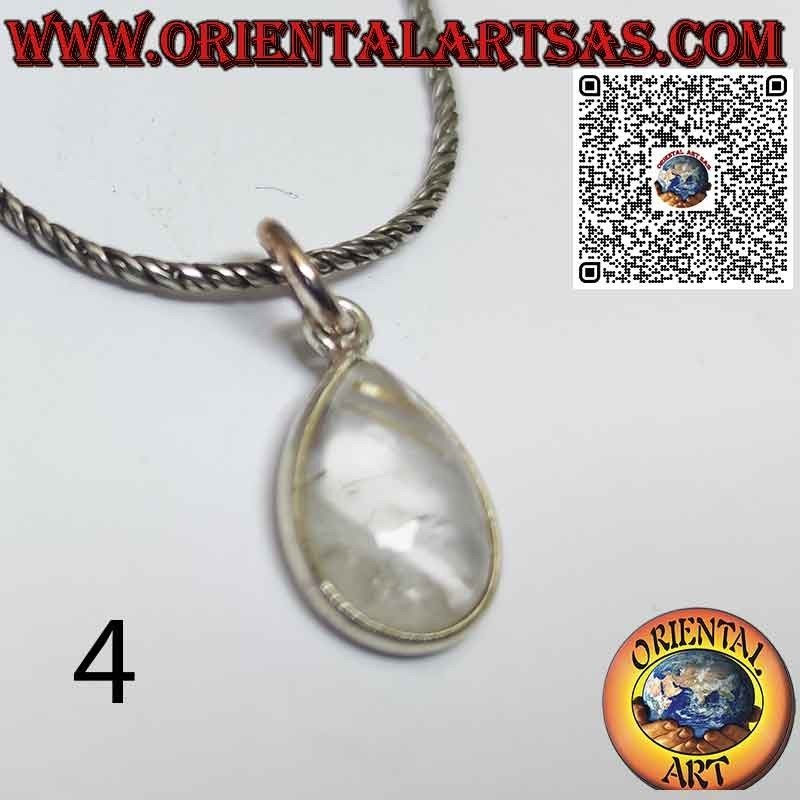 Pendentif goutte en quartz rutile (quartz doré) avec bordure en argent 925 ‰