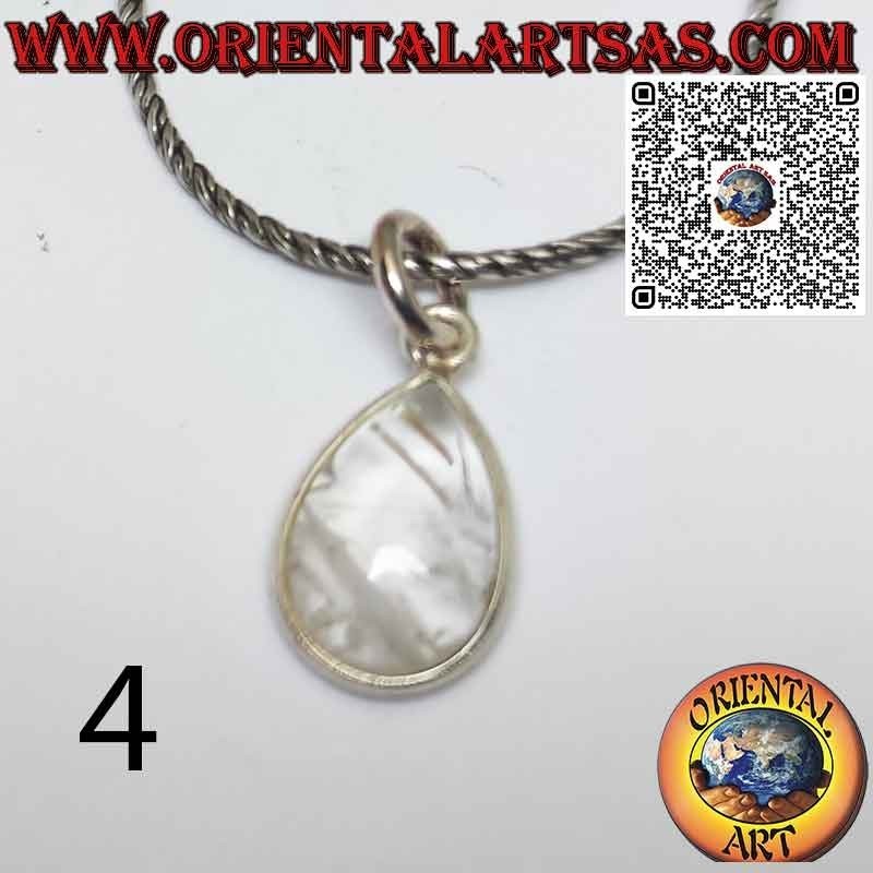 Pendentif goutte en quartz rutile (quartz doré) avec bordure en argent 925 ‰