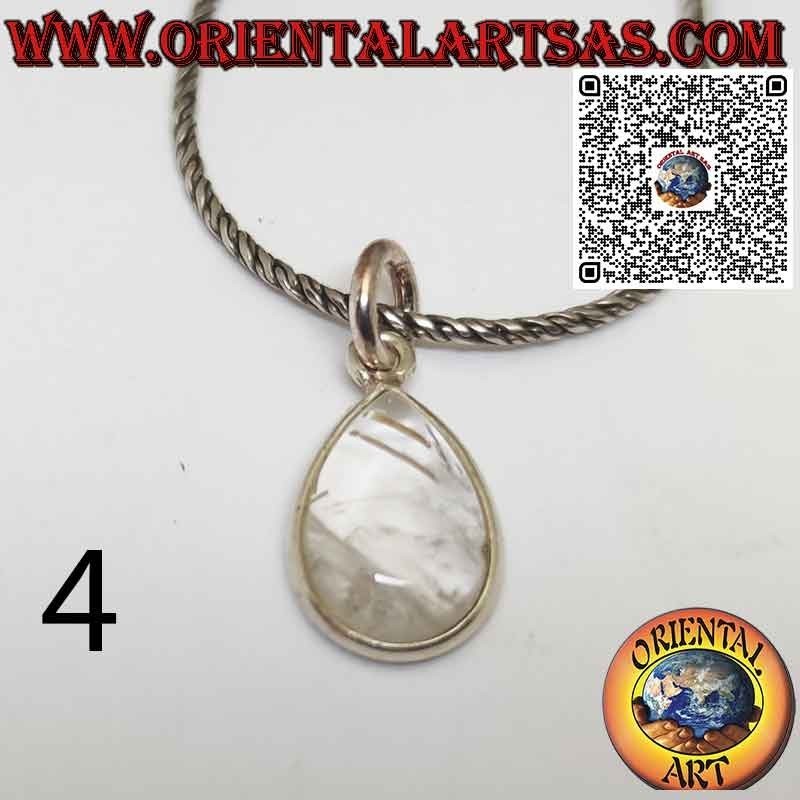 Colgante gota de cuarzo rutilado (cuarzo dorado) con borde de plata 925 ‰
