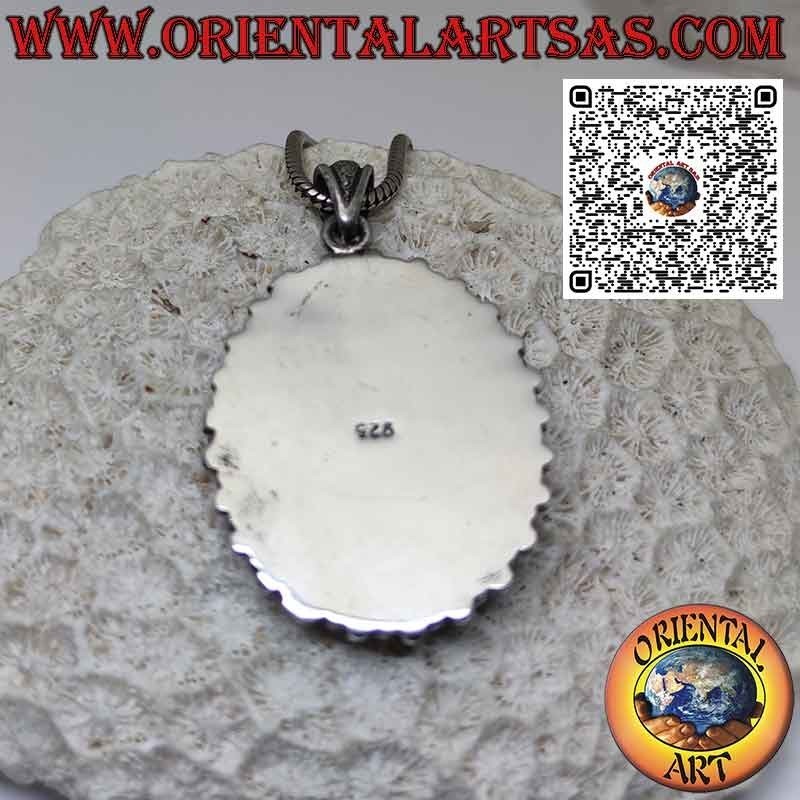 Pendentif en argent bouclier amérindien avec turquoises naturelles