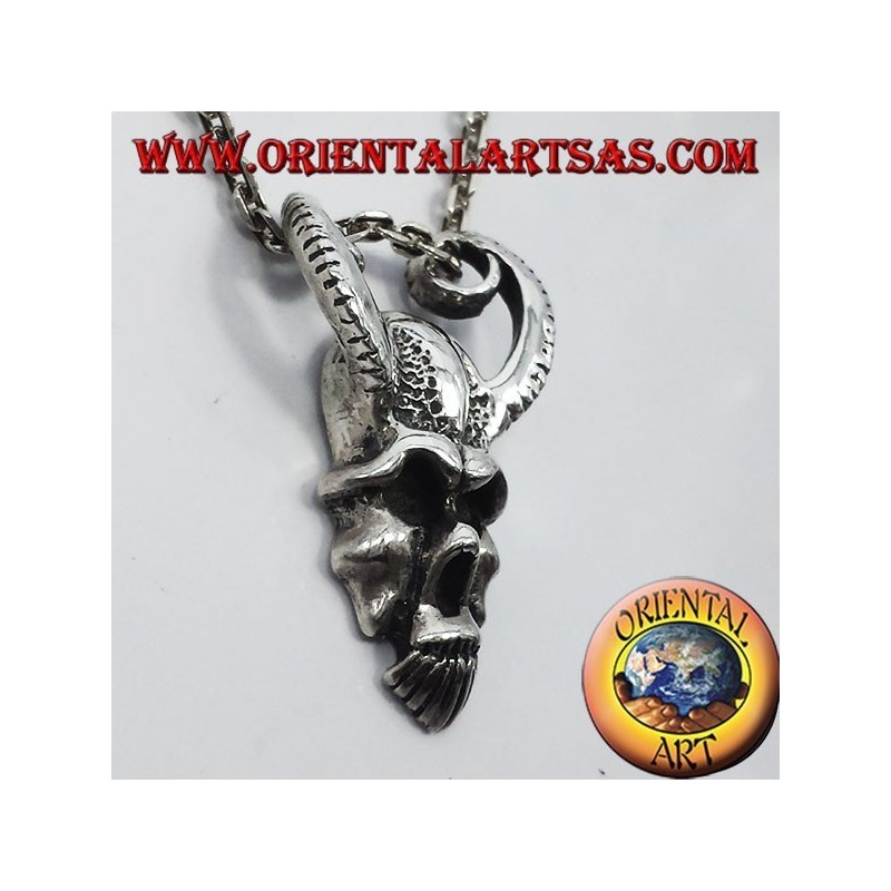 pendant skull with horns of RAM, silver