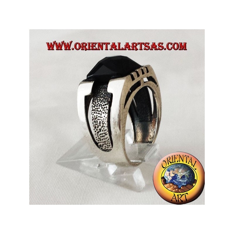 anello con onice sfaccetata