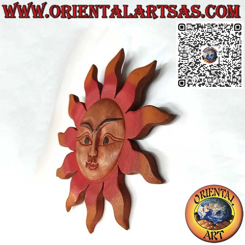 Suar wood wall sun in warm colors (medium) Diameter 30 cm.