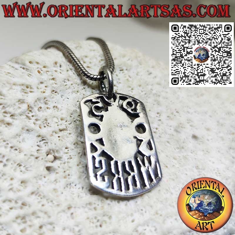 Colgante calavera de plata maciza sobre placa perforada 925 W B R S