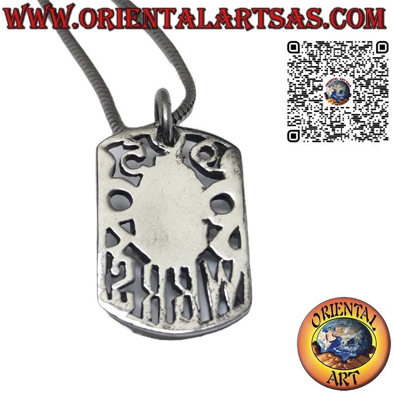 Solid silver skull pendant on perforated plate 925 W B R S