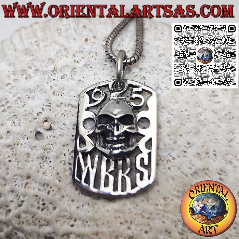 Totenkopf-Anhänger aus massivem Silber auf Lochplatte 925 W B R S