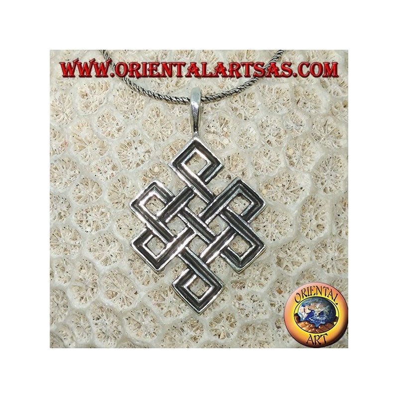 Pendant endless knot or Srivatsa Tibetan silver