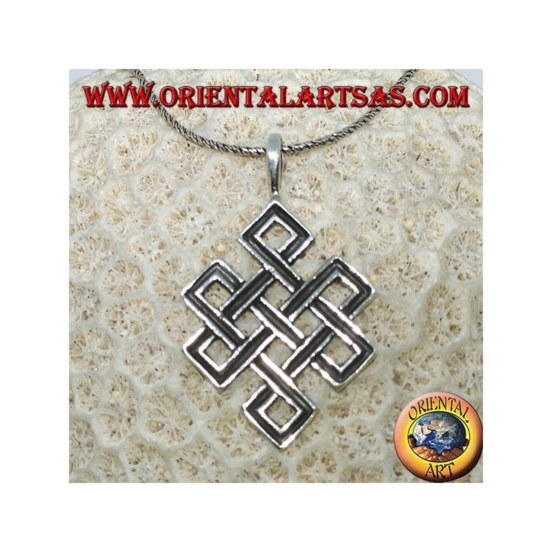 Colgante nudo sin fin o plata tibetana Shrivatsa