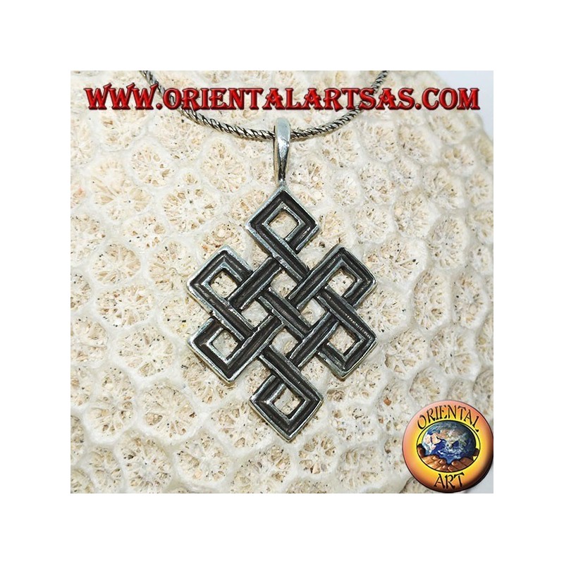 Pendant endless knot or Srivatsa Tibetan silver
