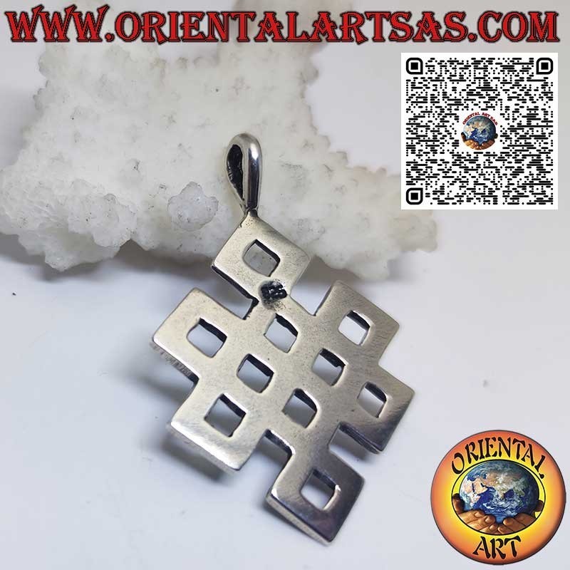 Pendentif en argent Shrivatsa noeud infini tibétain de bon présage