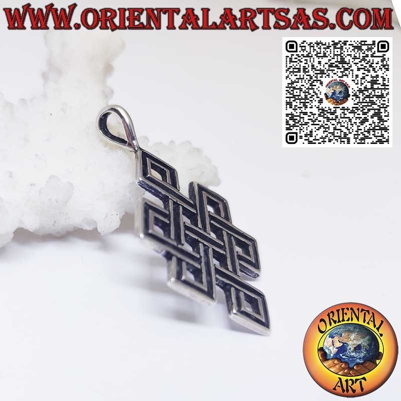 Pendentif en argent Shrivatsa noeud infini tibétain de bon présage