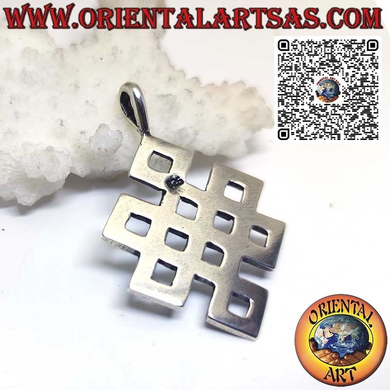 Pendentif en argent Shrivatsa noeud infini tibétain de bon présage