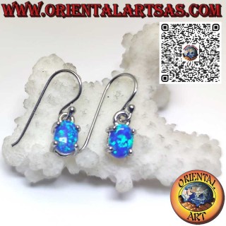 Boucles d'oreilles en argent avec ensemble opale mystique bleue ovale